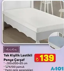 LİLA TEK KİŞİLİK LASTİKLİ PENYE ÇARŞAF 100X200+25 CM